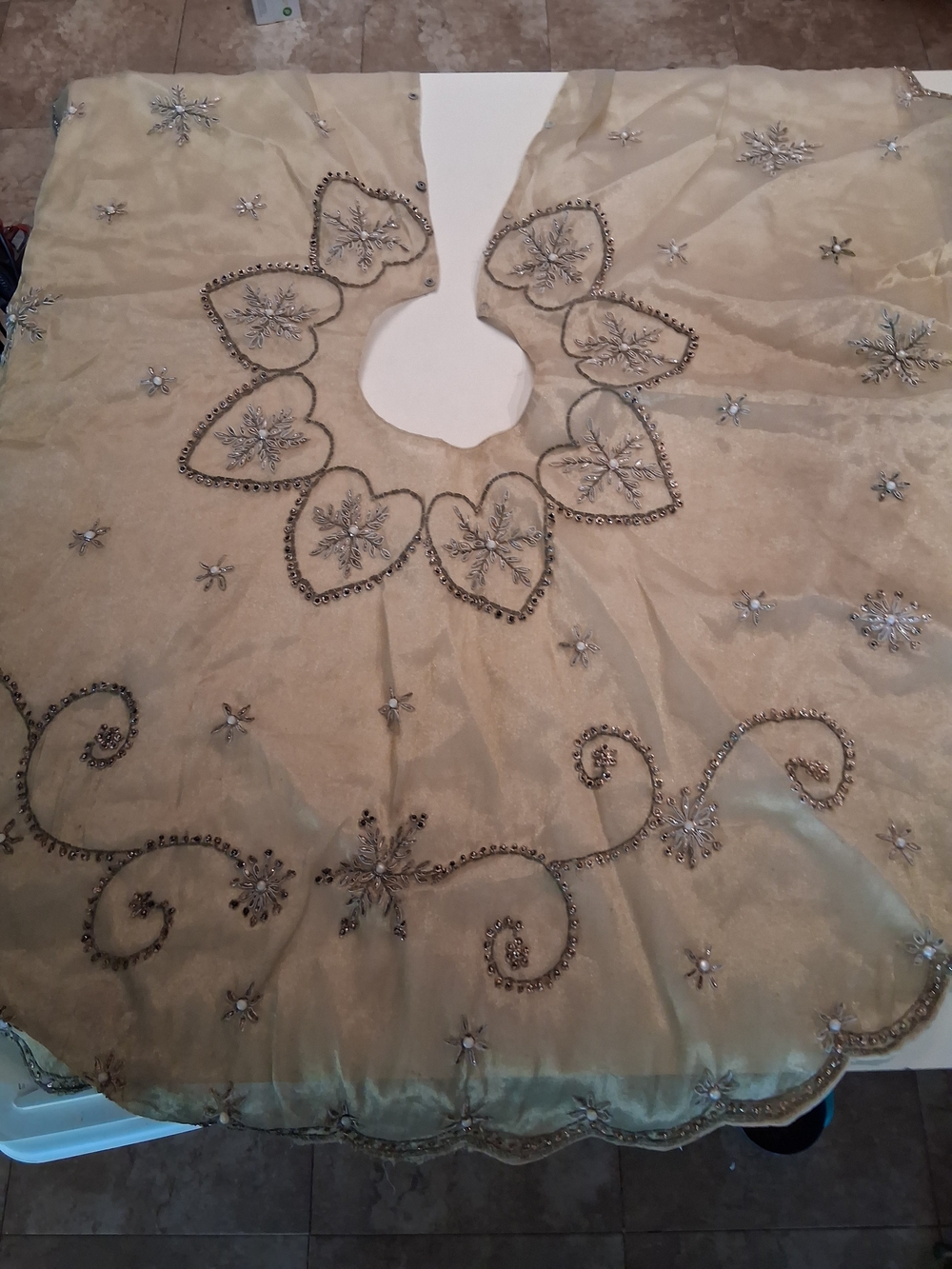 Embellished Gold Beaded Tree Skirt